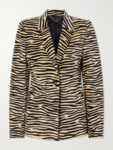 Zebra-print Cotton-blend Velvet Blazer