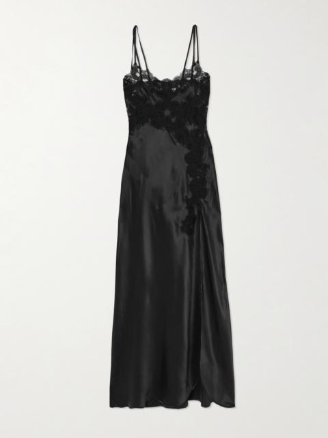 Giadette Lace-trimmed Silk-satin Gown