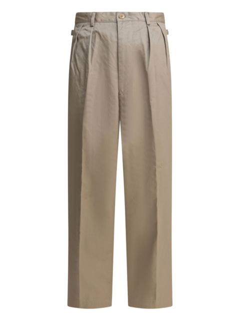 pleated cotton straight-leg trousers