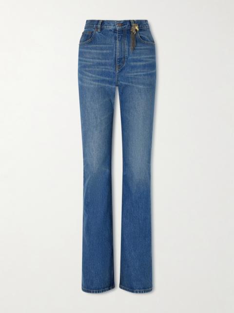 Embellished High-rise Straight-leg Organic Jeans