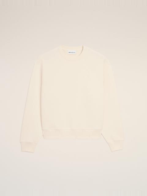 WHITE COTTON EMBOSSED AMI DE COEUR SWEATSHIRT