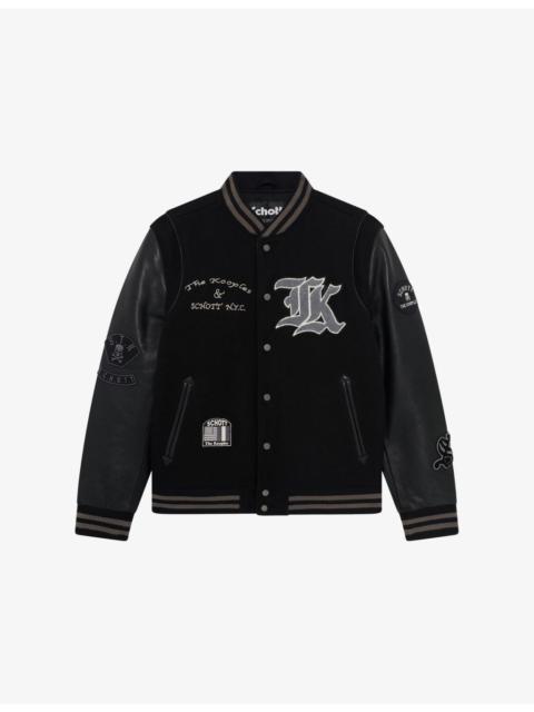 The Kooples x Schott NYC Leather And Wool-Blend Varsity Jacket