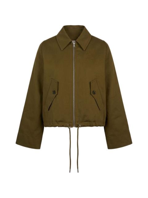 drawstring-waist zip-up jacket