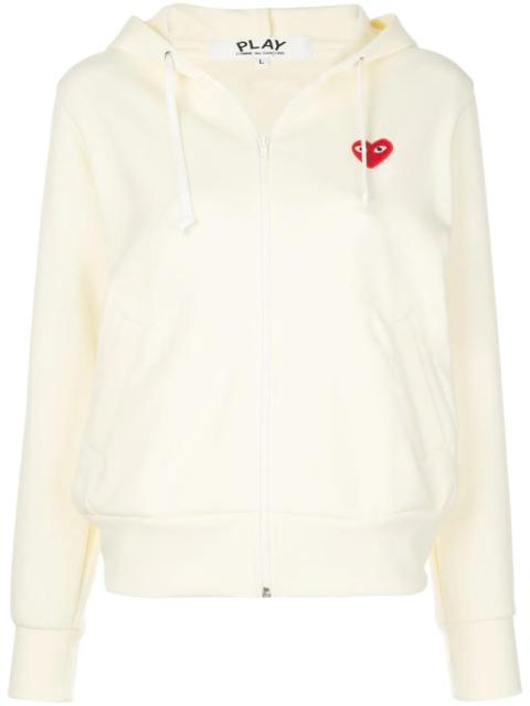 heart-patch zip-up hoodie