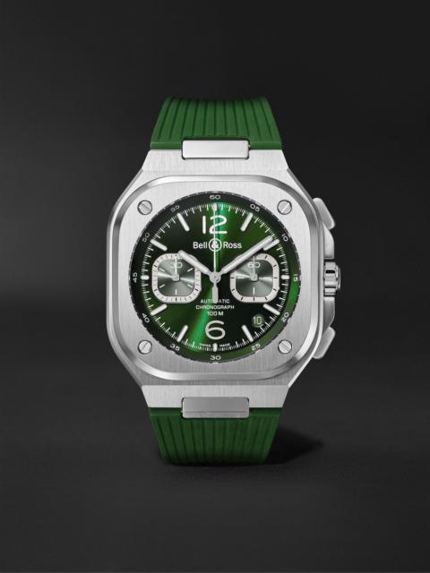 BR 05 Automatic Chronograph 42mm Stainless Steel and Rubber Watch, Ref. No. BR05C-GN-ST/SRB Green