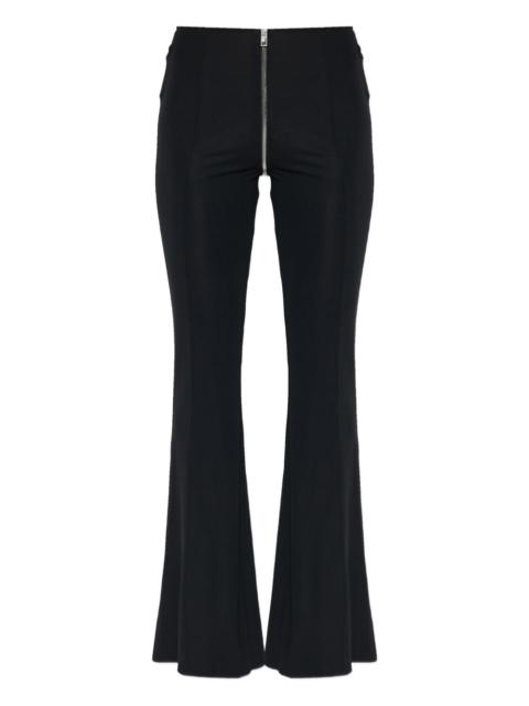 zip-detail flared trousers