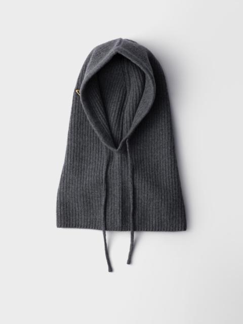 Wool and cashmere knit hood
