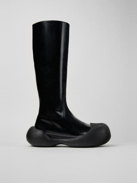 Black Leather Knee-High Boots