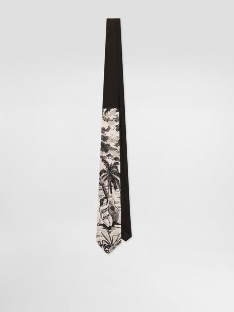 Pin-up print silk tie