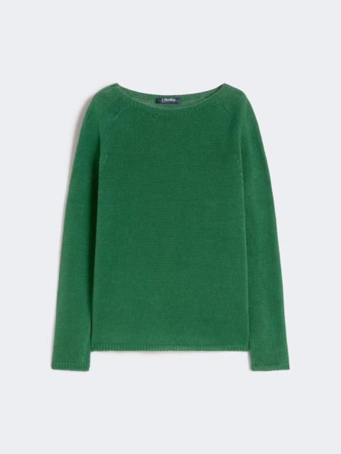 Linen yarn basic sweater - GREEN