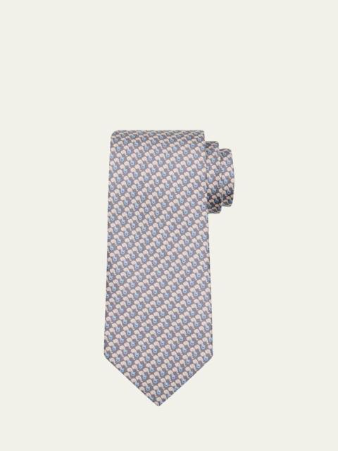 Men's Micro-Elephant and Gancio Jacquard Silk Tie