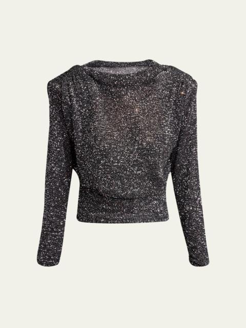 Sequined Dolman-Sleeve Sweater