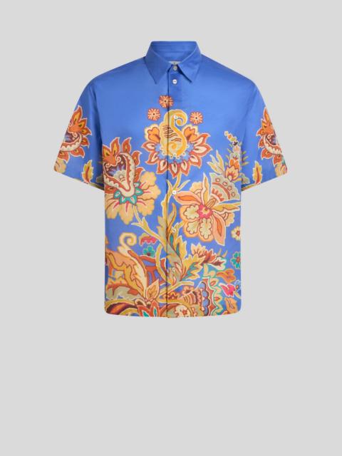 COTTON SHIRT WITH PLACED FLORAL PRINT