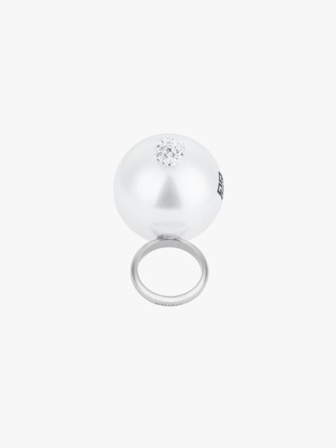 4G PEARL RING WITH CRYSTALS