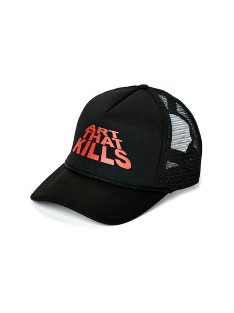 slogan-print mesh-panel cap
