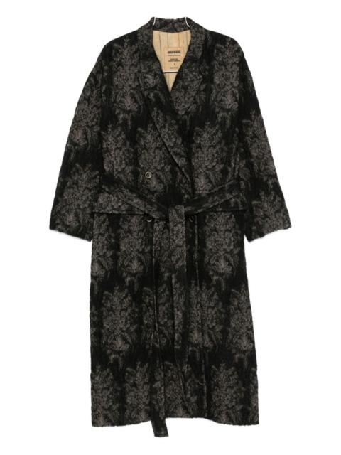 floral-pattern belted coat