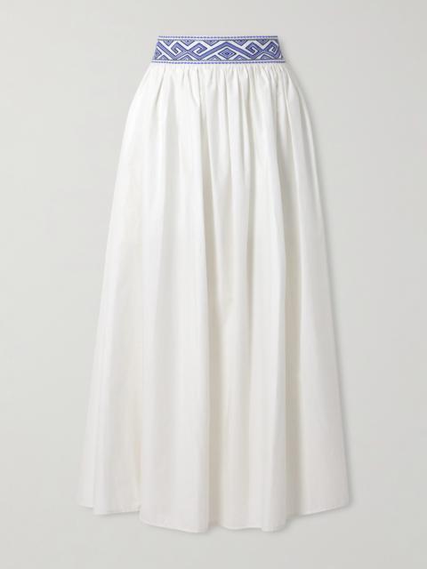 Ombretta Embroidered Cotton Midi Skirt