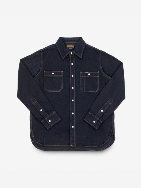 12OZ SELVEDGE DENIM WORK SHIRT WITH SNAPS - INDIGO OVERDYED BLACK