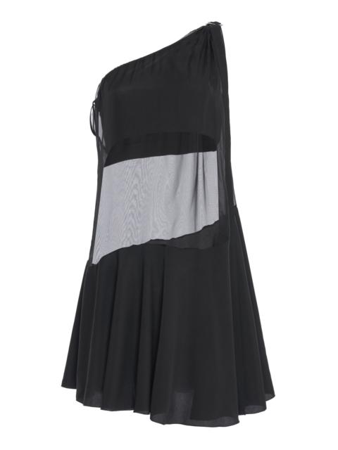 Asymmetric Flared Mini Dress black