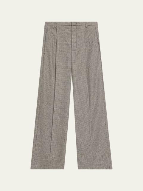 Roma Check High-Rise Wool-Blend Trousers