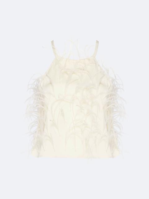 Lightweight Satin Halter Cami With Feathers