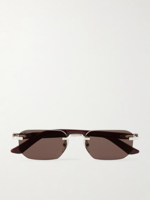 Signature C Rimless Rectangular-frame Silver-tone And Acetate Sunglasses