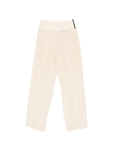 pleated high-waisted trousers