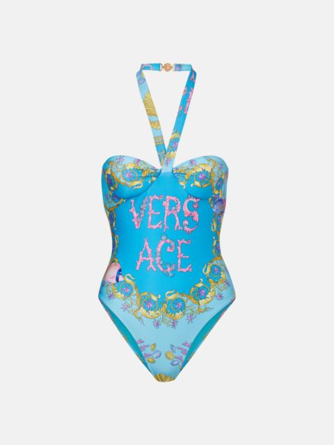 Printed halterneck swimsuit