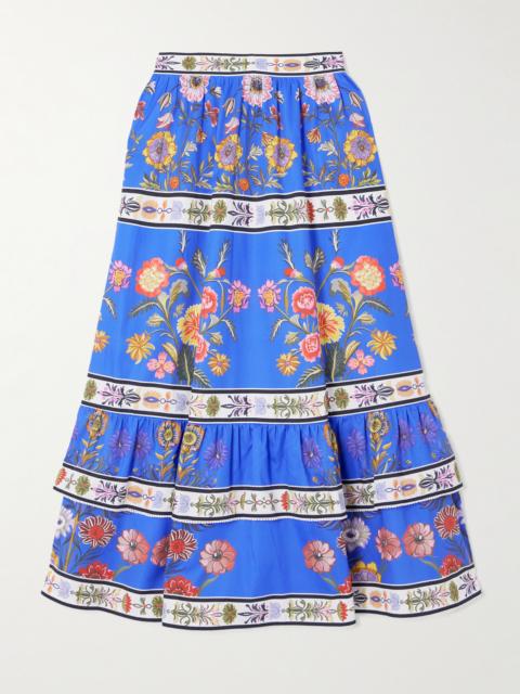 Paulina Printed Cotton-poplin Midi Skirt