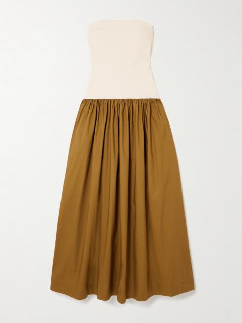 Duo Strapless Stretch-knit And Organic Cotton-poplin Maxi Dress