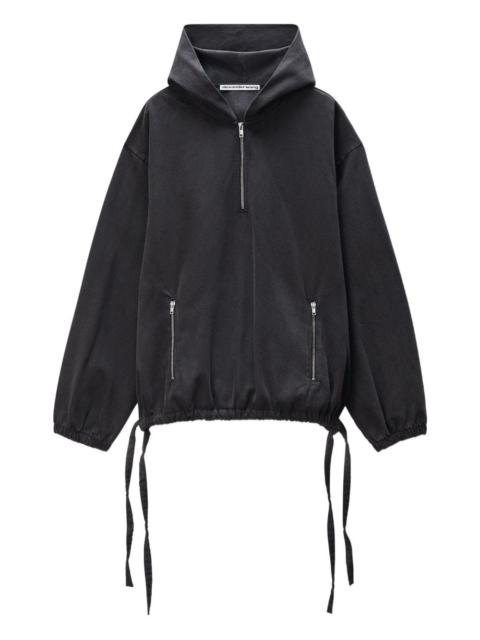 half-zip drawstring-waist hoodie