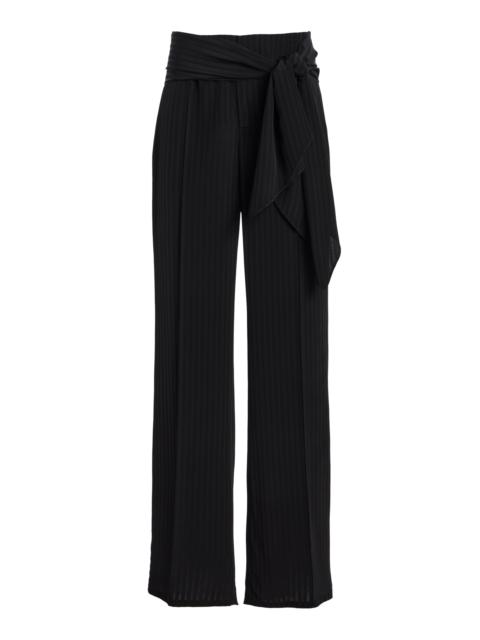 Ulla Wide-Leg Tie-Waist Trousers black