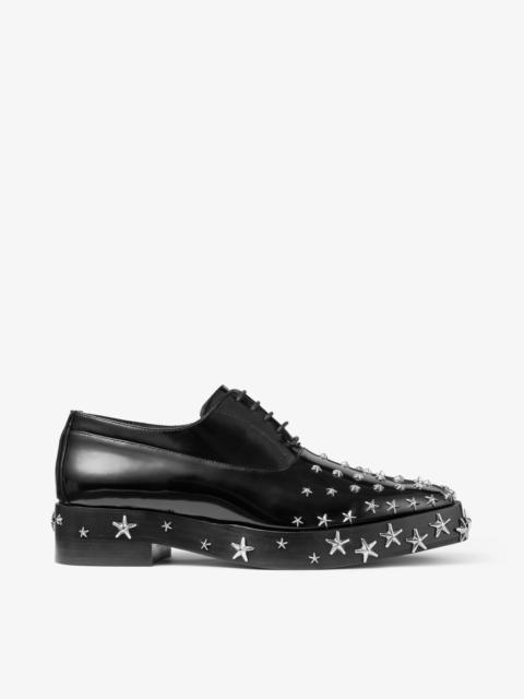 Jimmy Choo noir kei ninomiya Star Shoe
Black Polished Calf Leather Lace-Up Shoes with Star Embellish