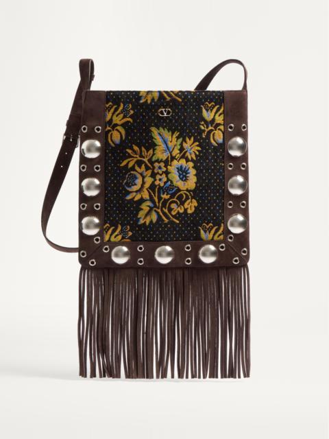 VALENTINO GARAVANI NELLCÔTE SHOULDER BAG IN JACQUARD FABRIC WITH FRINGES