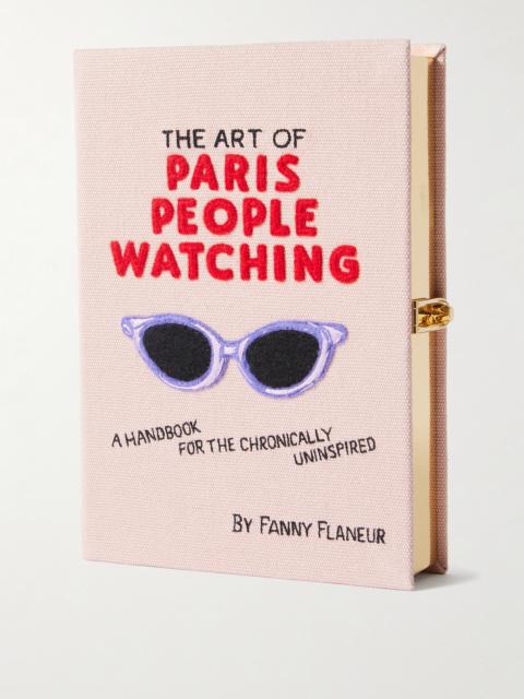 + Messy Nessy The Art Of Paris People Watching Embroidered Appliquéd Canvas Clutch