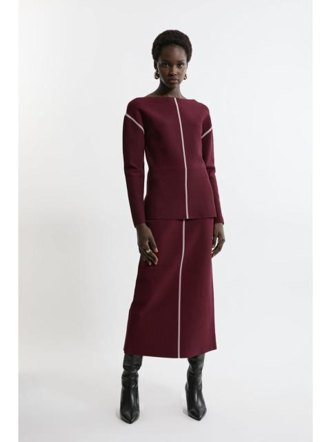 Milano Knit Front Split Midi Skirt