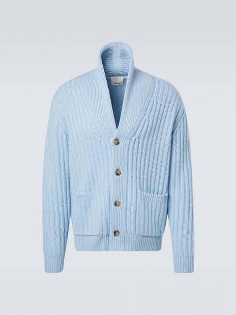 Ribbed-knit wool and cashmere cardigan