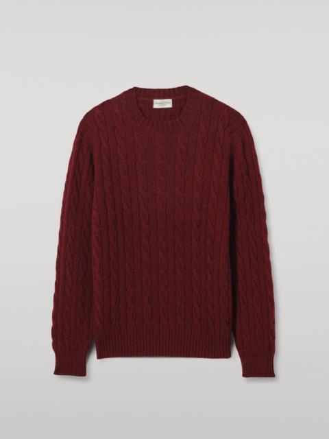 Calder Dark Red Cable Cashmere Jumper