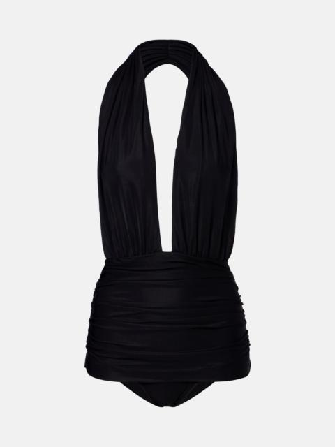 Draped halterneck swimsuit