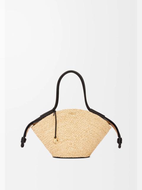 Small Paseo basket in raffia and nappa calfskin