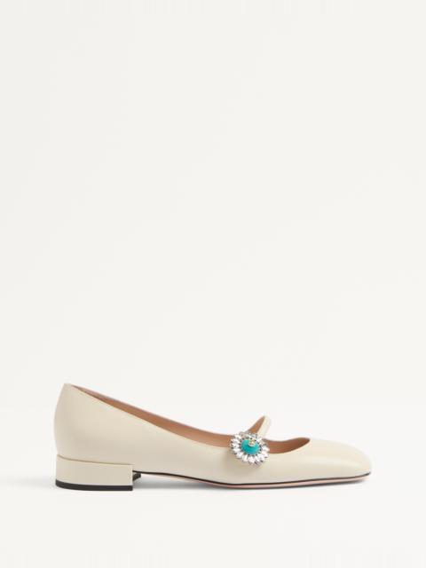 MARY-JANE PRESHOES BALLERINA IN KIDSKIN WITH JEWEL BUTTON 20MM