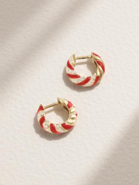 9-karat Gold, Enamel And Diamond Earrings