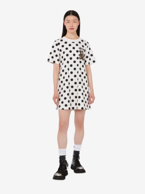 MOSCHINO TEDDY BEAR PRINTED HEAVY COTTON DRESS