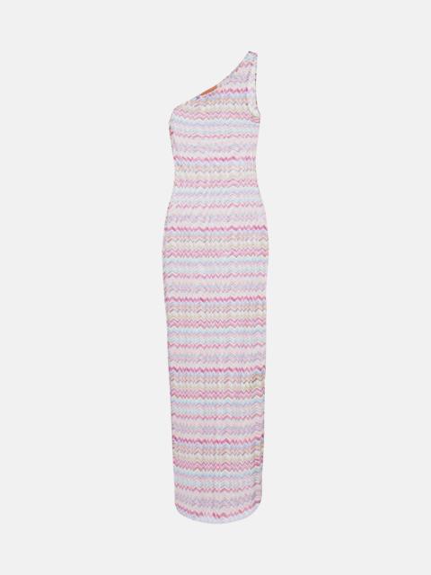 Zig Zag one-shoulder maxi dress