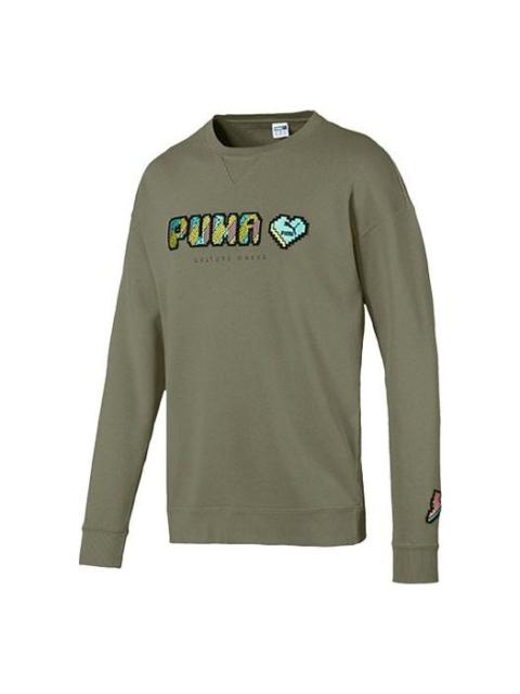 PUMA Alphabet Round Neck Pullover Green 596848-46