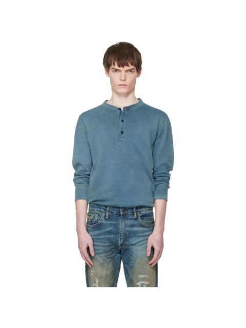 Blue Jacquard-Knit Henley