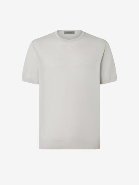 Pearl grey ultra fine 120’s wool crew neck jumper