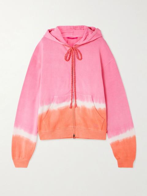 Tie-dyed cotton and cashmere-blend jersey hoodie Pink