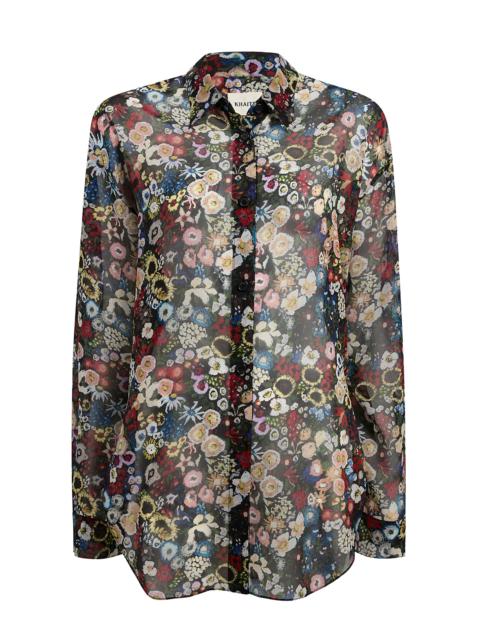 Goya Floral Silk-Chiffon Shirt floral