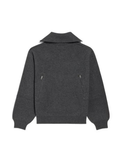 Women's Back-to-front High Neck Sweater in Dark Heather Grey